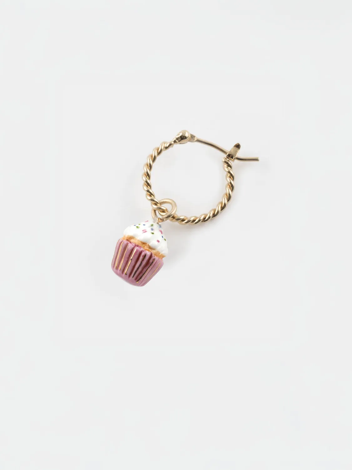 Nach Bijoux cupcake mini créole boucles d'oreilles porcelaine rose