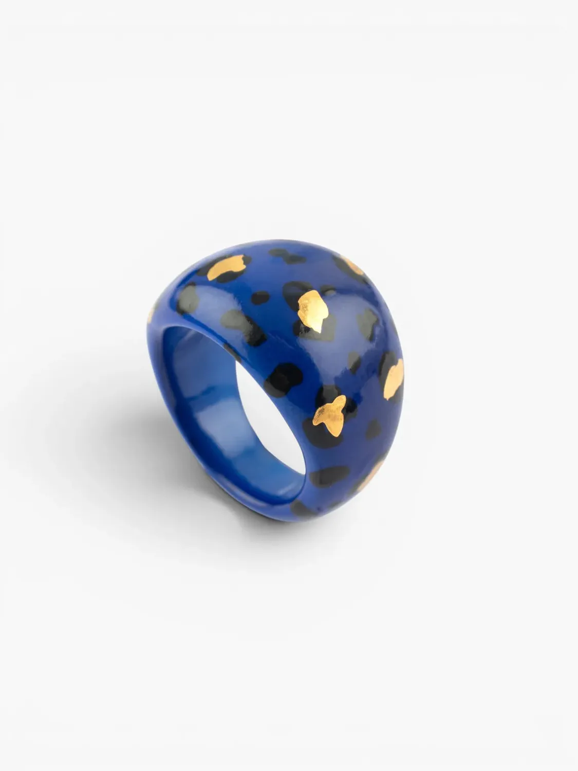 Nach Bijoux Léopard bleu doré bague porcelaine