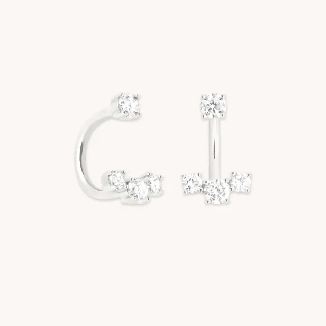 Astrid & Miyu Diamond Trio Ear Jacket boucles or blanc diamants