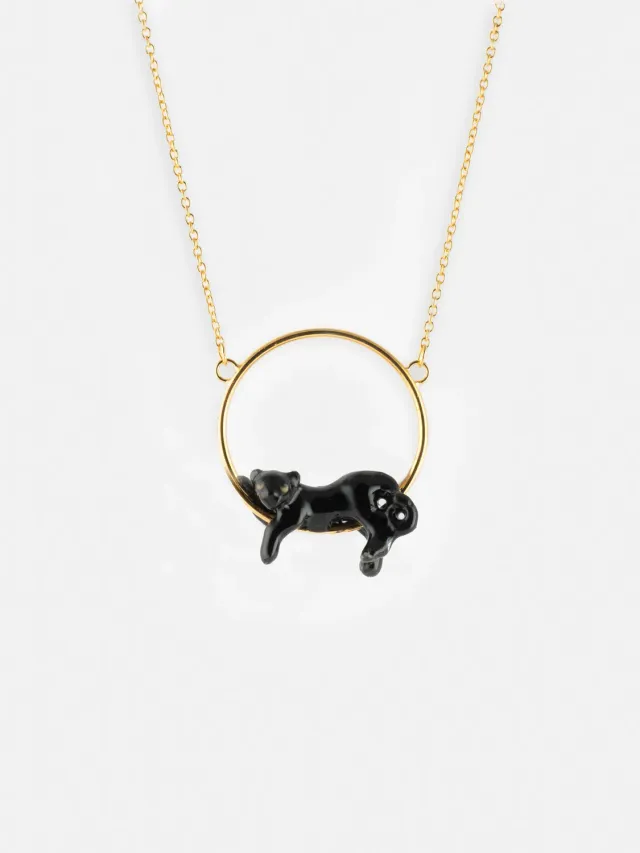 Nach Bijoux Panthère Noire collier rond porcelaine 50 cm