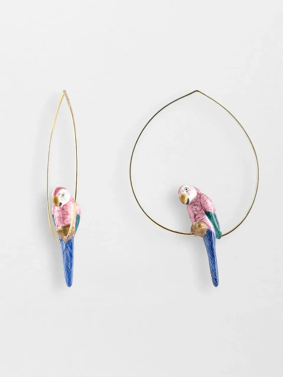 Nach perroquet rose grandes créoles boucles d'oreilles 6 cm