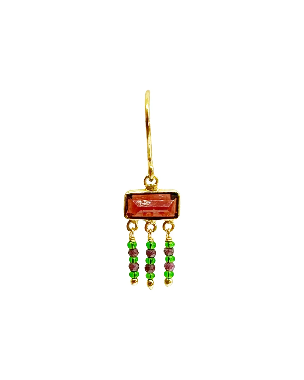 Le Fourbi de Capucine N54 boucles d’oreilles laiton doré grenat