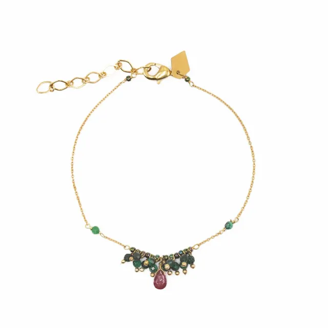 Le Fourbi de Capucine FDC10 bracelet laiton doré malachite rubis