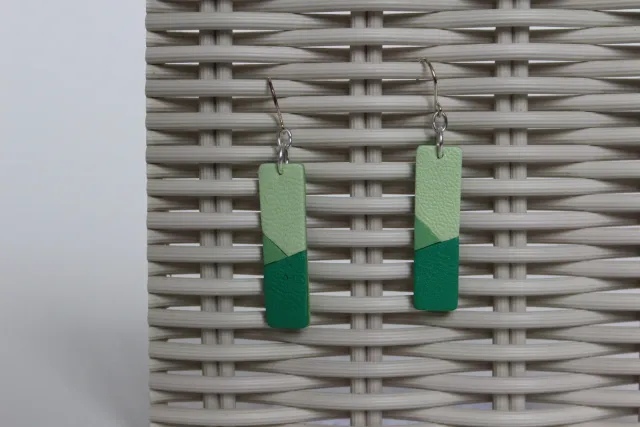 Drelin boucles d'oreilles cuir trio vert argent 925