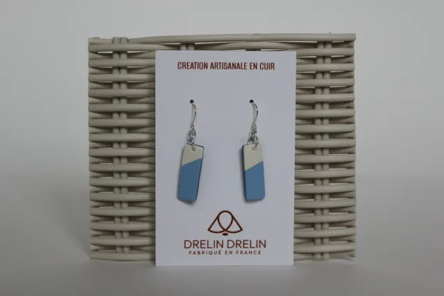 Drelin boucles d’oreilles duo bleu blanc argent 925