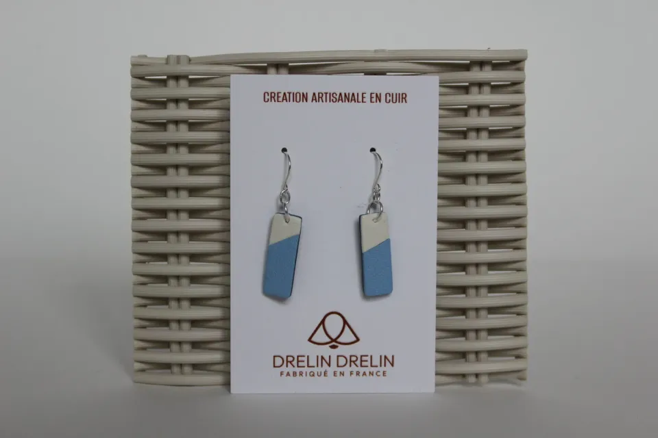 Drelin boucles d’oreilles duo bleu blanc argent 925