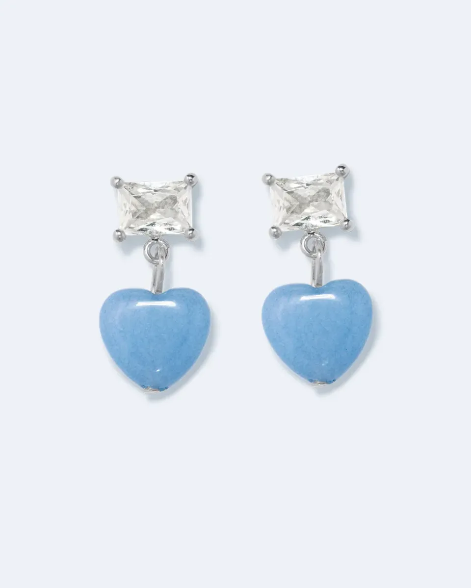Completedworks The Heart's Window boucles d'oreilles cœur bleu argent