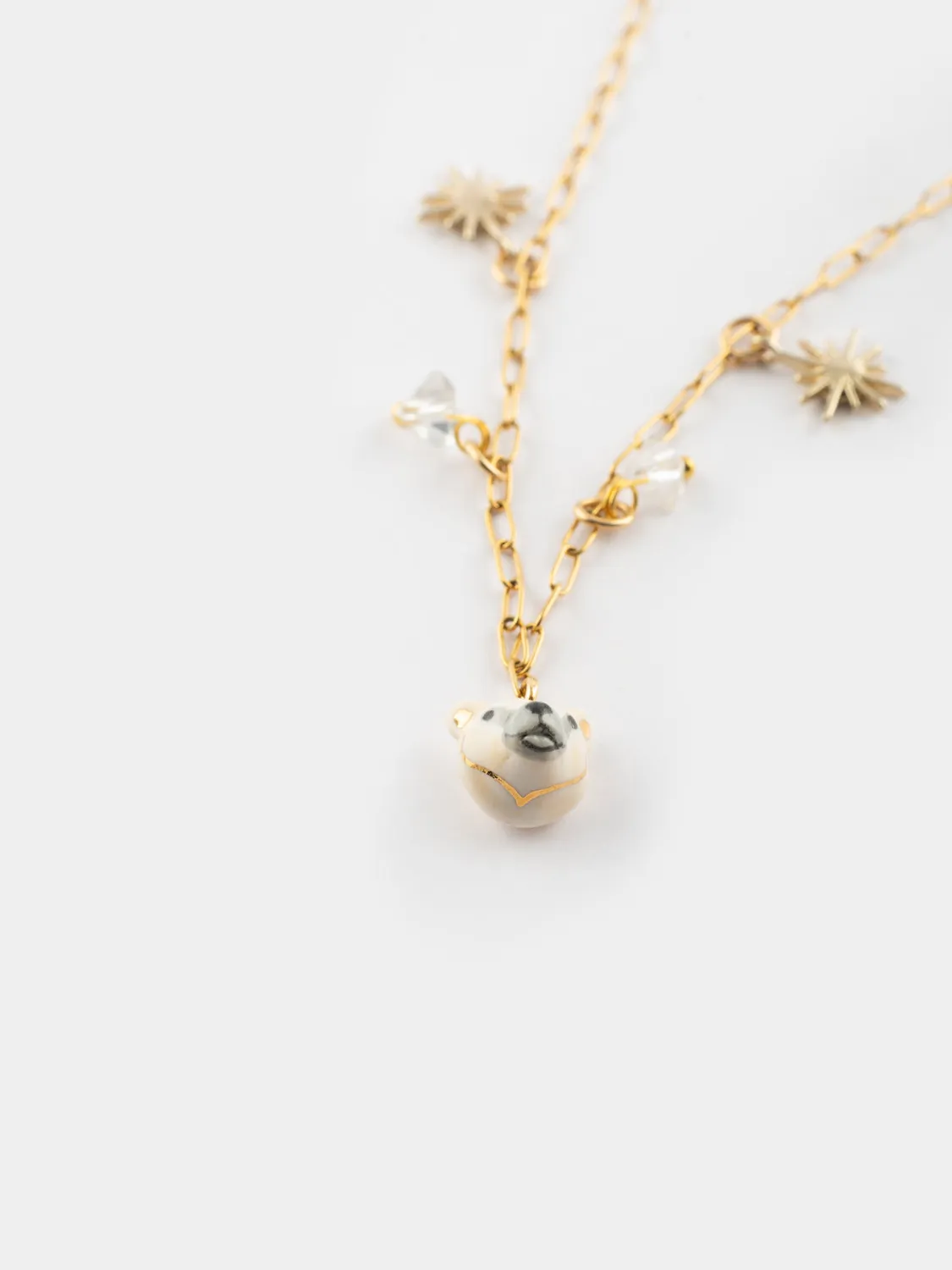 Nach Bijoux Arctique ours polaire collier porcelaine 47 cm