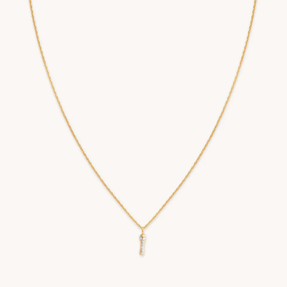 Astrid & Miyu Initial I collier pendentif pavé doré