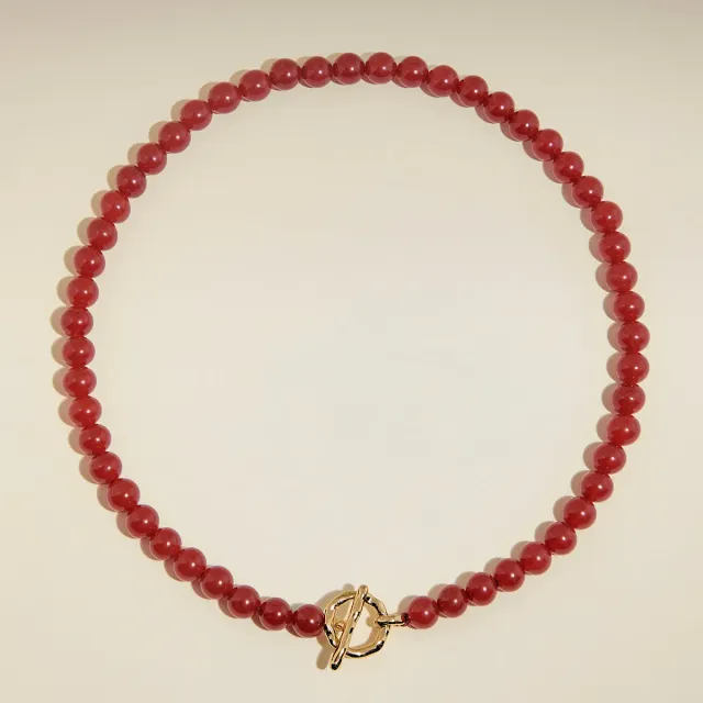 Astrid & Miyu Sunset Red collier perles doré rouge
