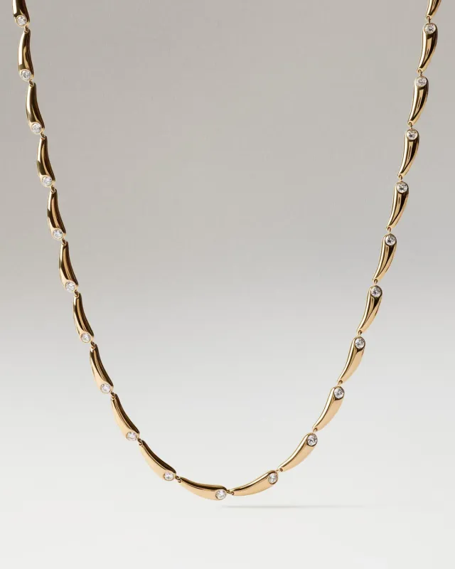 PDPAOLA Caramelle collier or zirconia blanc 42 cm