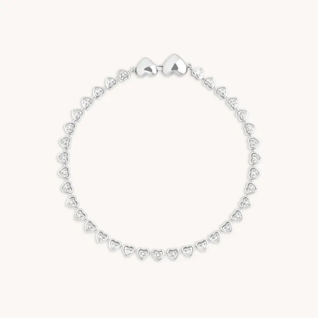 Astrid & Miyu Heart Bezel bracelet tennis argent coeurs