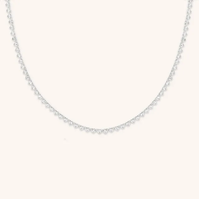 Astrid & Miyu Heart Bezel collier tennis argenté cœur