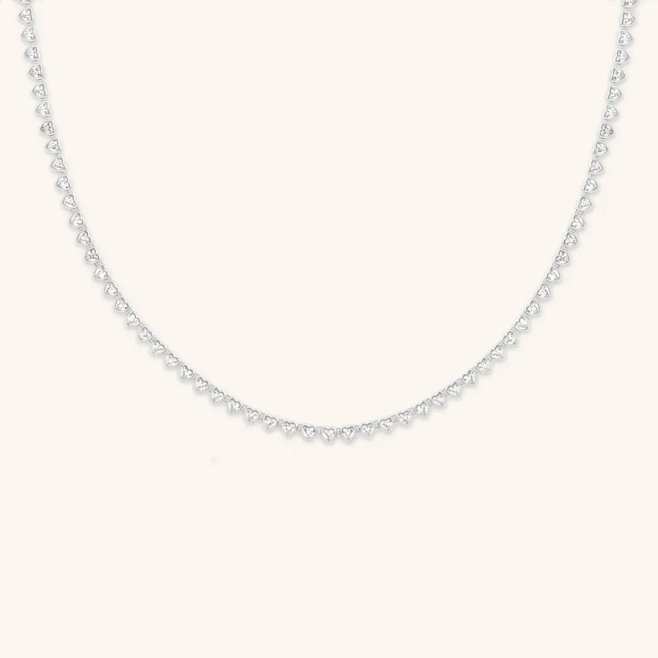 Astrid & Miyu Heart Bezel collier tennis argenté cœur