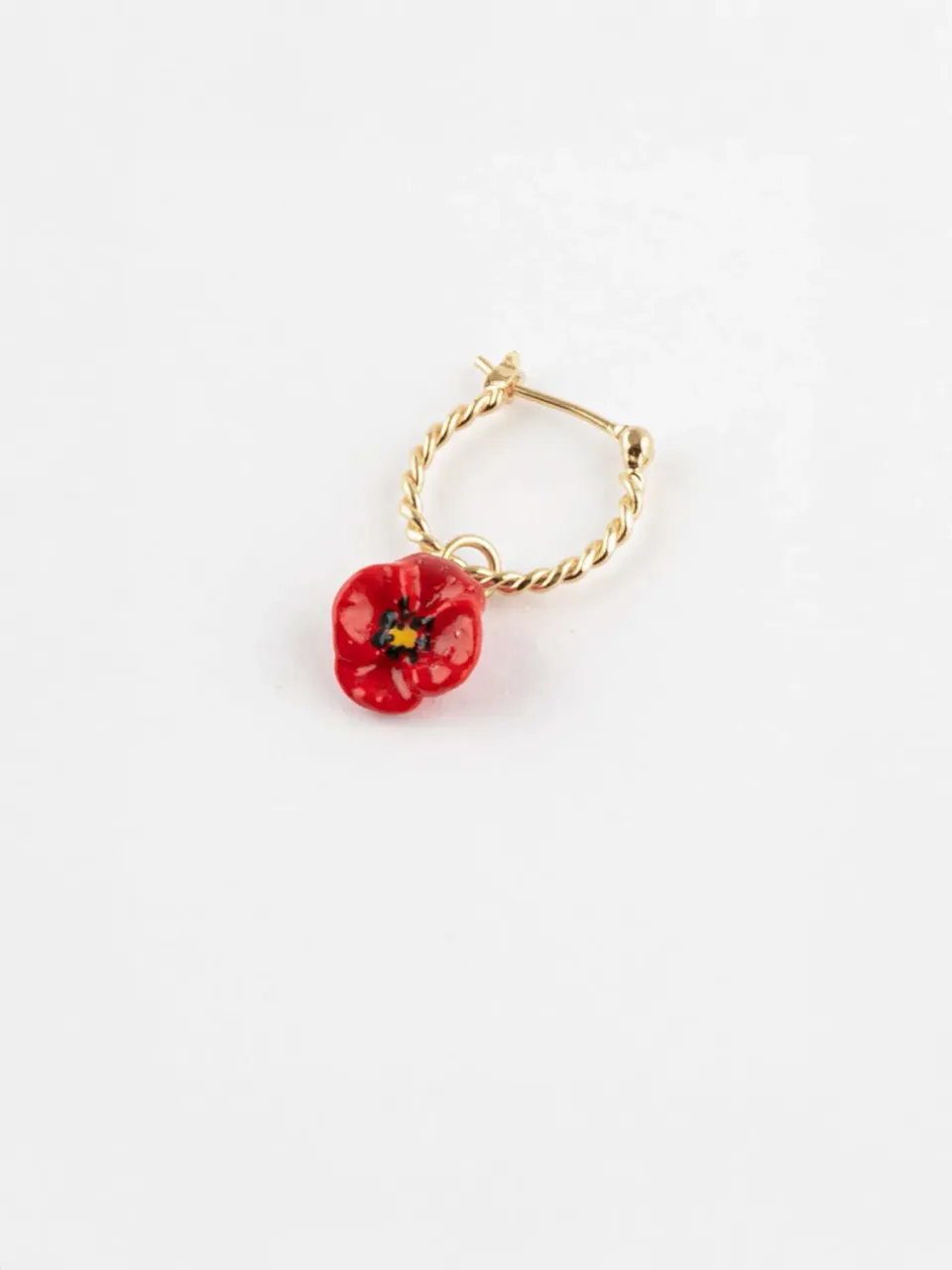Nach Bijoux coquelicot mini créole boucle unité rouge