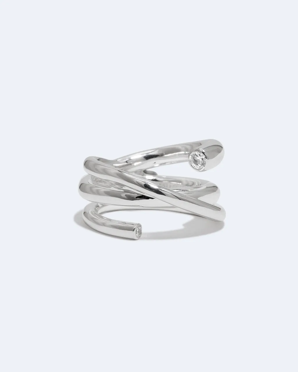 Completedworks Coil bague zirconia argent recyclé