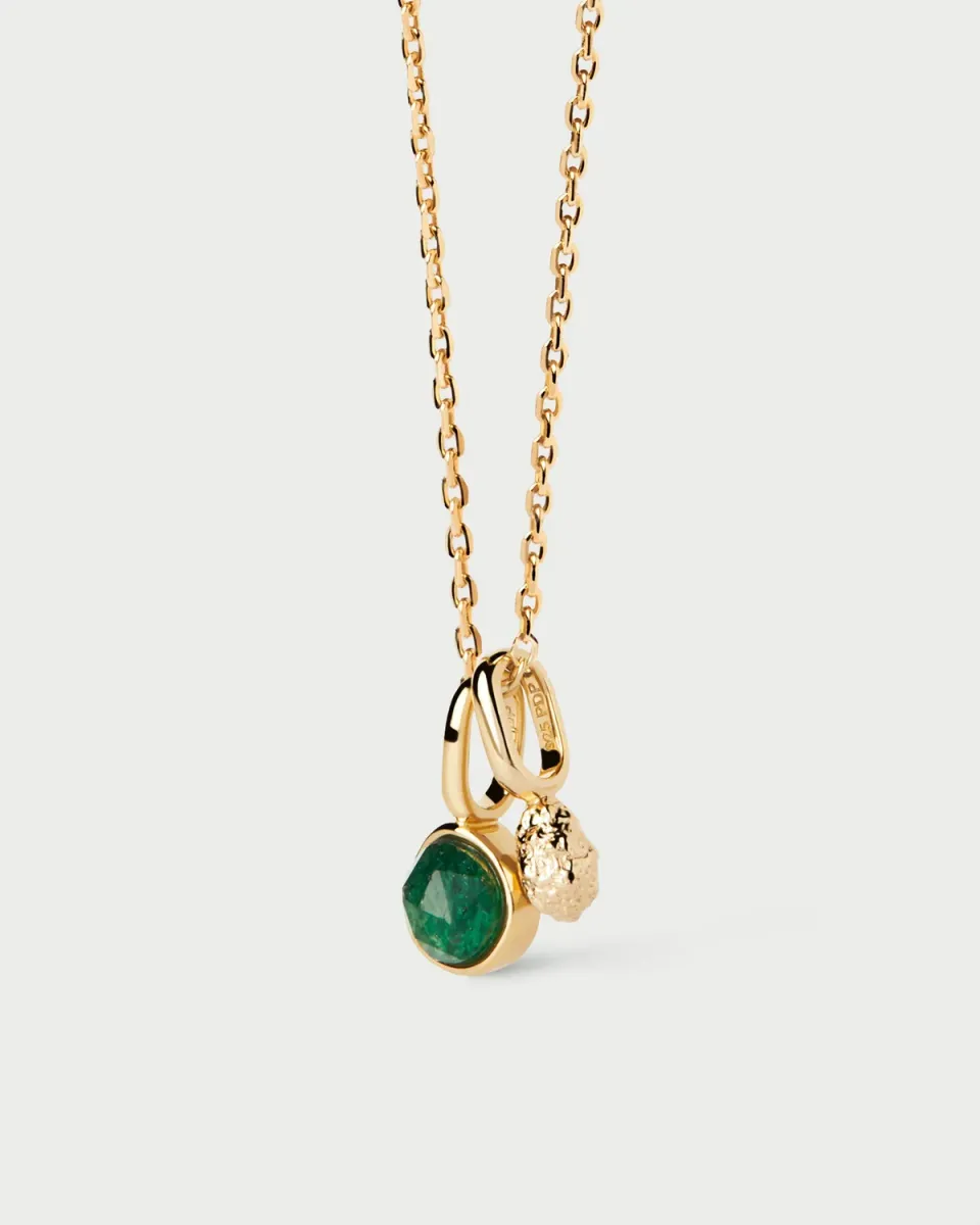 PDPAOLA Oasis collier plaqué or aventurine verte