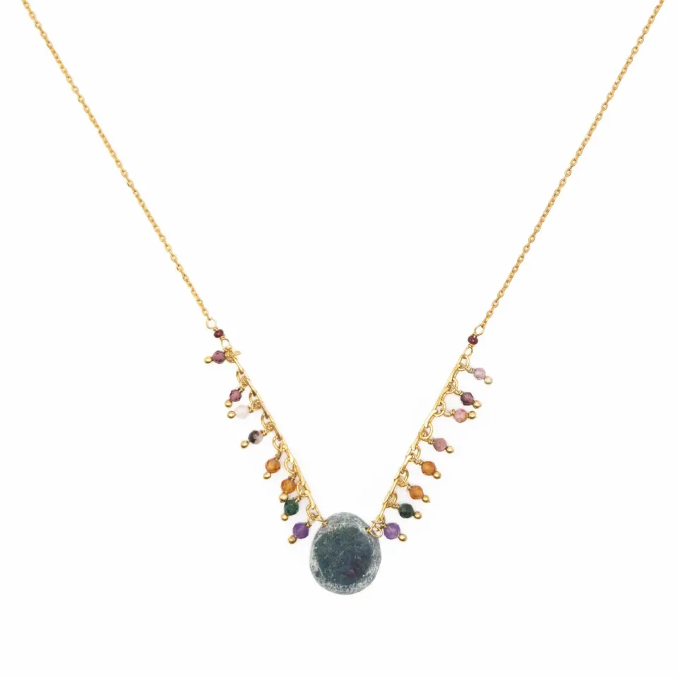 Le Fourbi de Capucine FDC55 collier laiton doré multicolore 40 cm