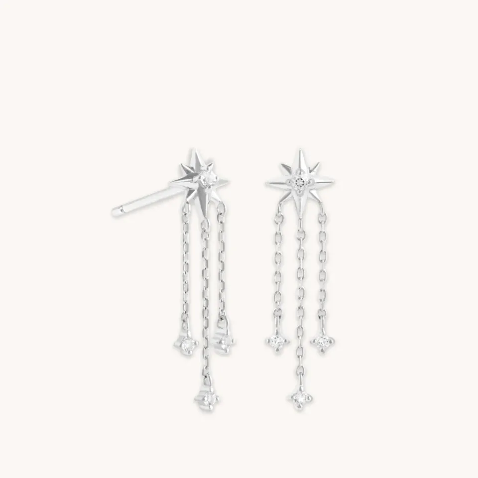 Astrid & Miyu Shooting Star boucles chaîne or blanc massif