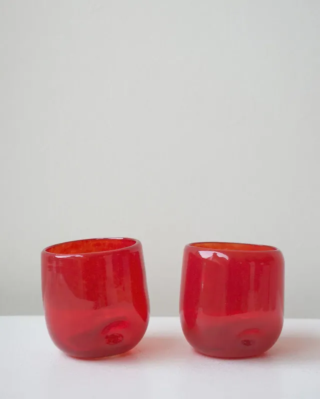 Completedworks Thaw lot 2 verres verre recyclé rouge