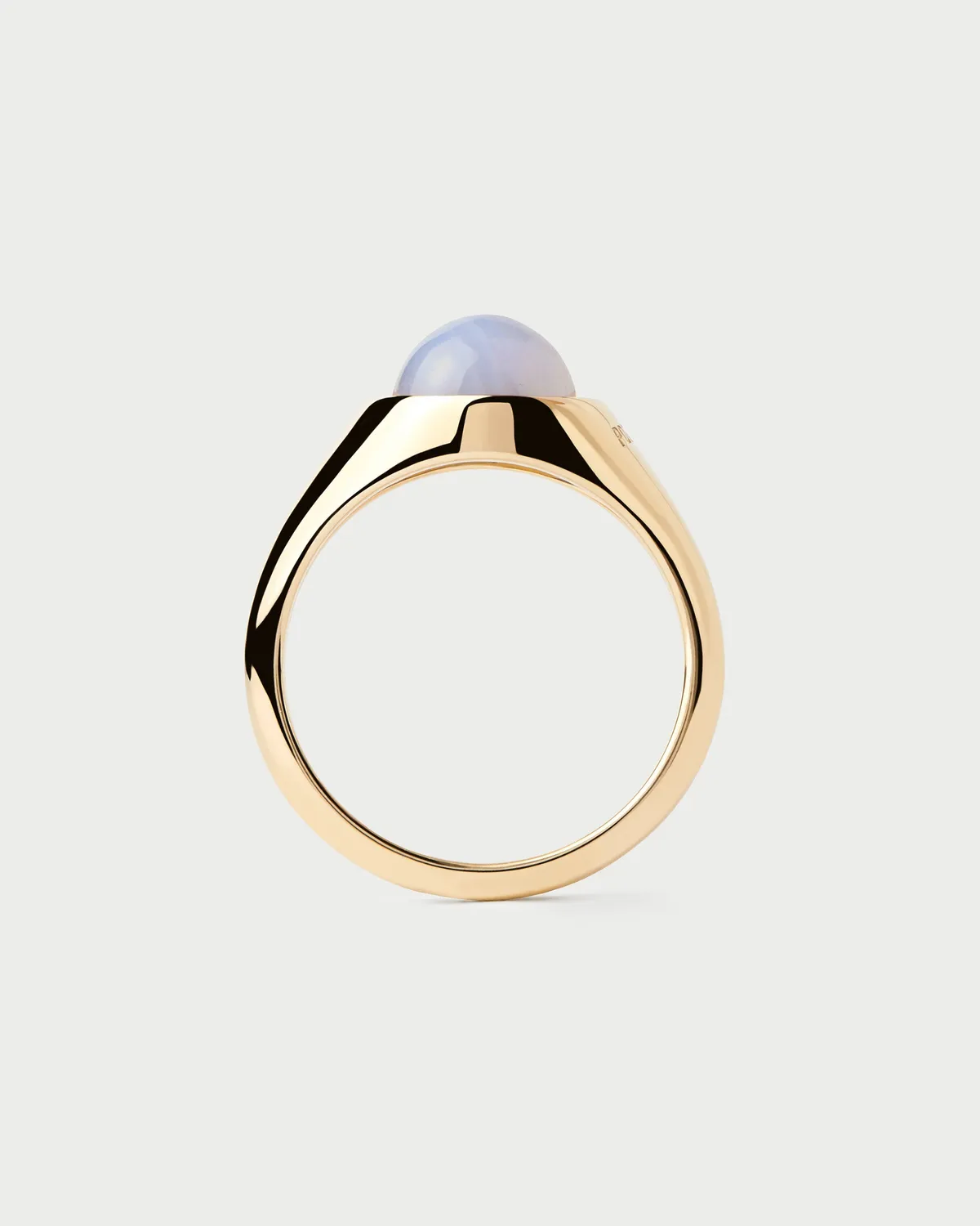 PDPAOLA Aqua Moon bague agate bleue taille 12 dorée