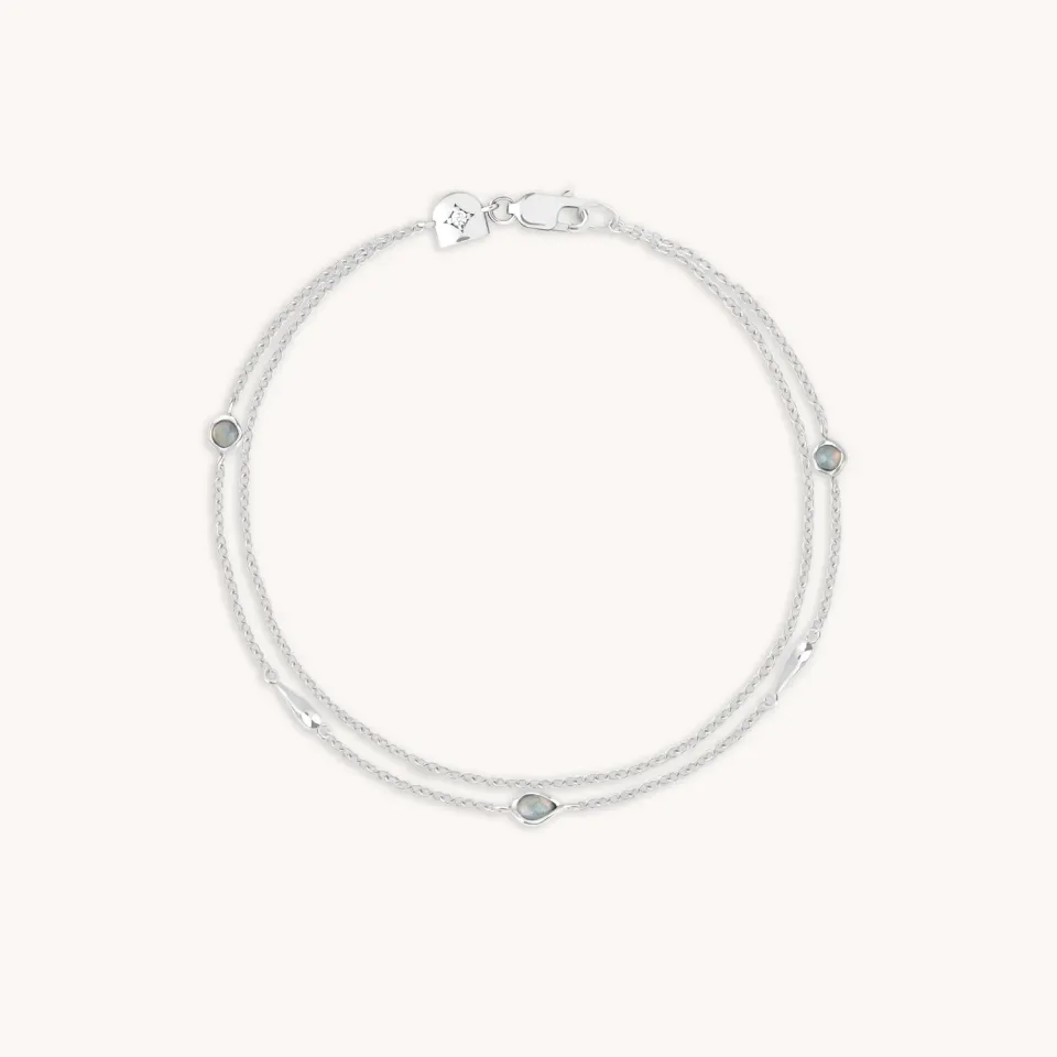 Astrid & Miyu Opal Charm Double bracelet argent opale