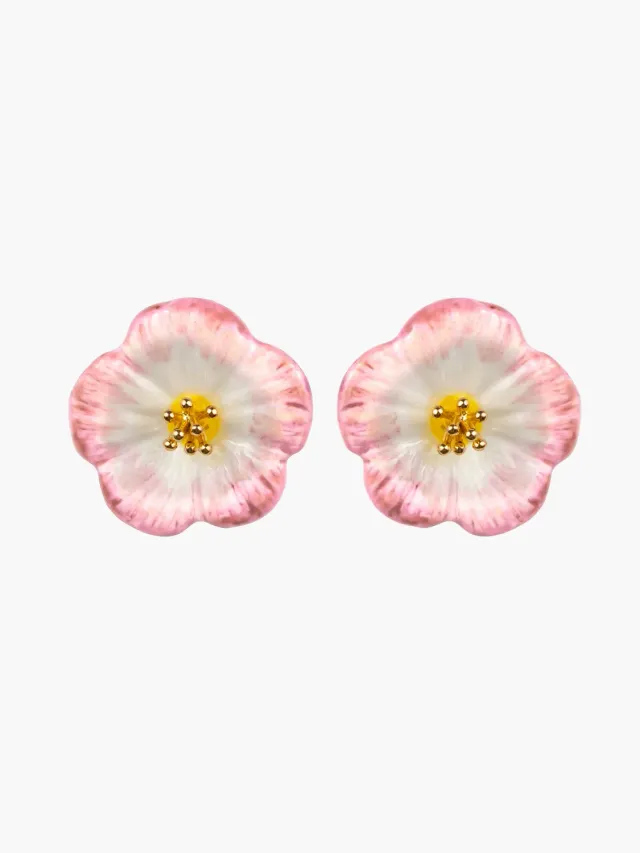 Nach Bijoux Rose Céleste boucles puces porcelaine rose 2 cm