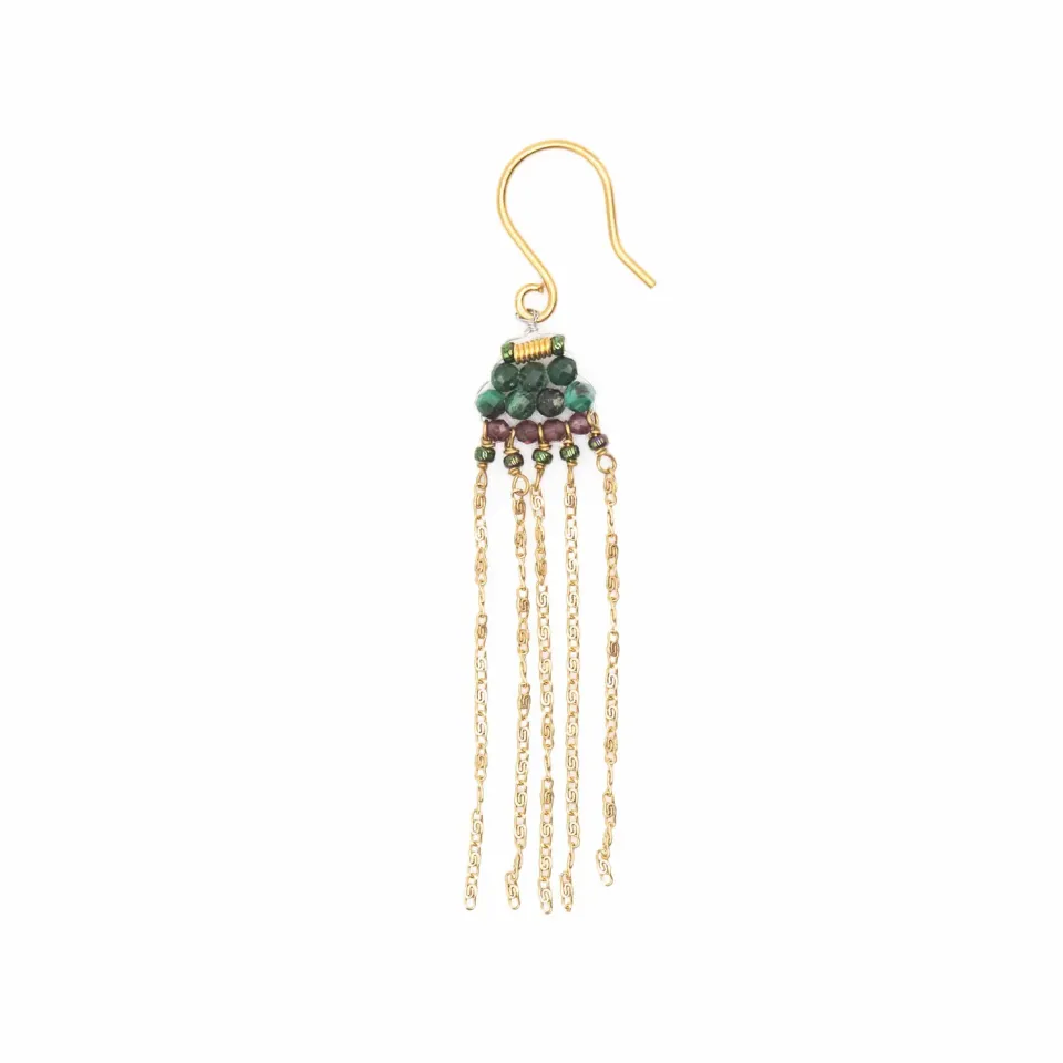 Le Fourbi de Capucine FDC12 boucles d'oreilles malachite grenat