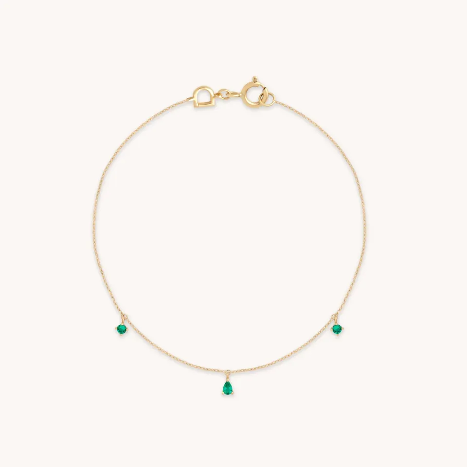 Astrid & Miyu Emerald Charm bracelet or massif émeraude