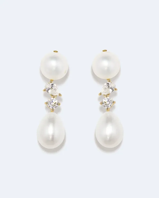 Completedworks Tarn boucles d’oreilles doré perle zirconia