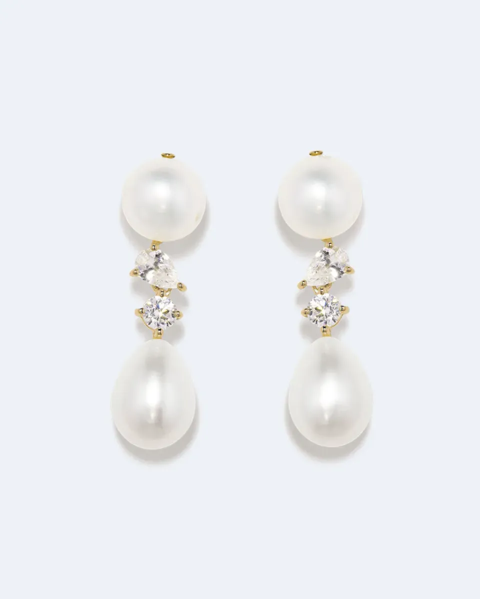 Completedworks Tarn boucles d’oreilles doré perle zirconia