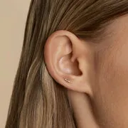 Astrid & Miyu Smokey Quartz clou piercing or blanc massif