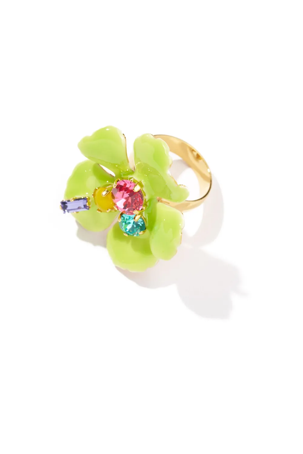 Philippe Ferrandis Ischia bague fleur ajustable émail blanc