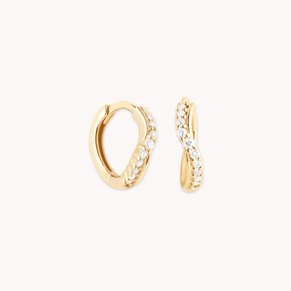 Astrid & Miyu Diamond Wave créoles huggies or diamant