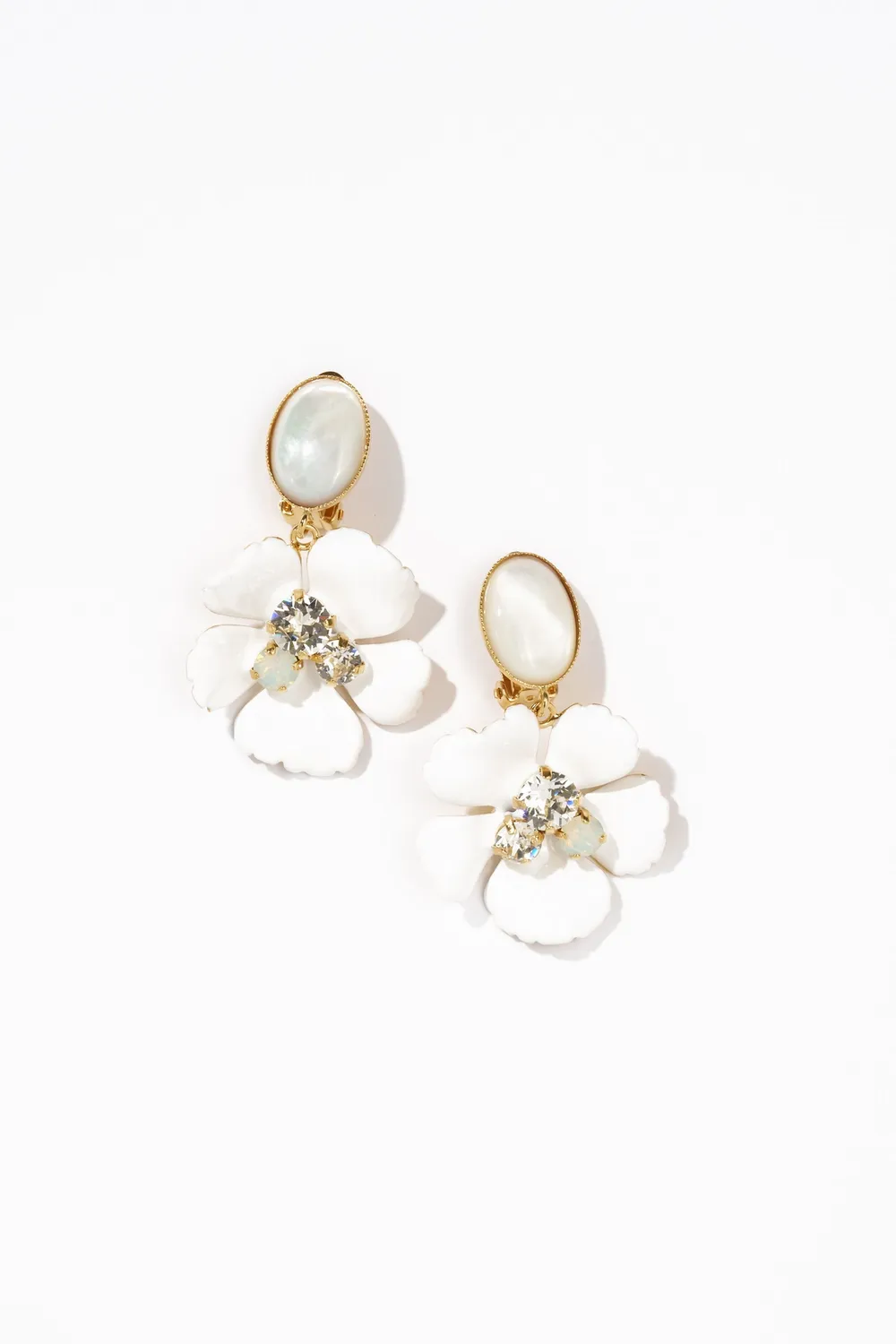 Philippe Ferrandis Ischia boucles d'oreilles clips émail blanc