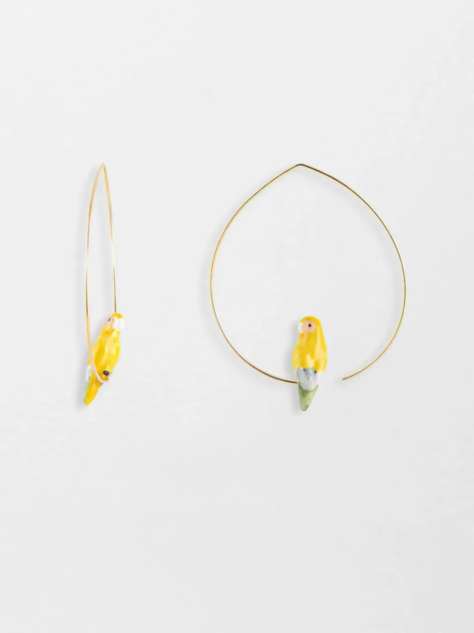 Nach moyennes créoles perroquet jaune porcelaine 4 cm