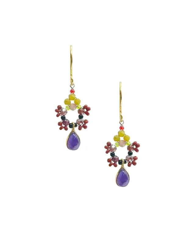 Le Fourbi de Capucine Z13 boucles d'oreilles laiton doré améthyste