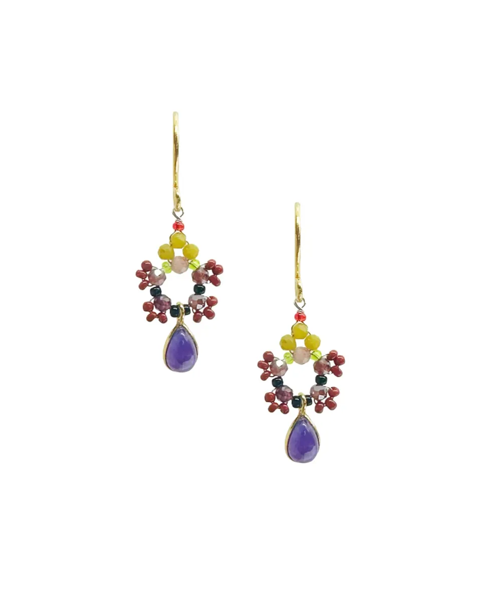 Le Fourbi de Capucine Z13 boucles d'oreilles laiton doré améthyste