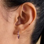 Astrid & Miyu Pink Sapphire Baguette Hoops boucles or blanc