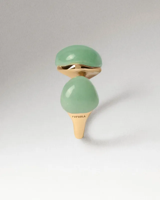 PDPAOLA Gravity bague aventurine verte plaqué or