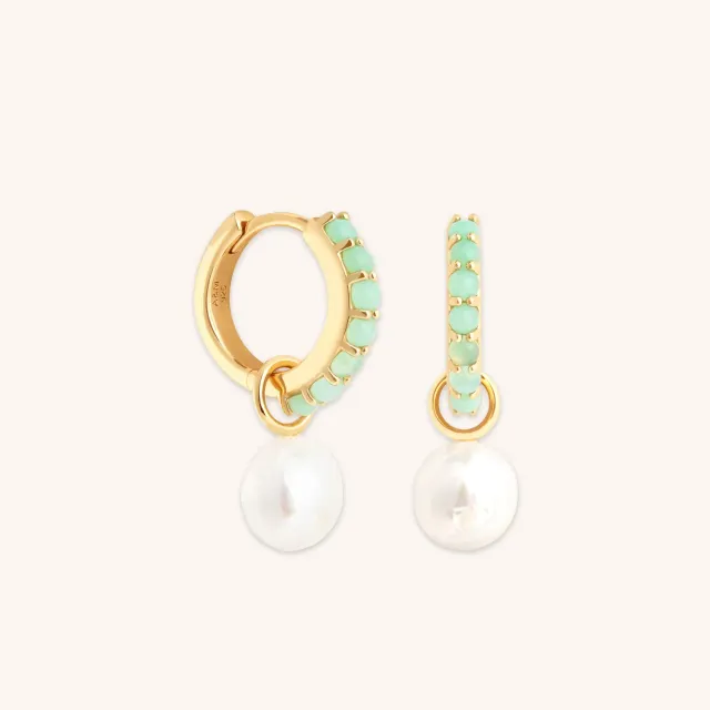 Astrid & Miyu Aqua Pearl créoles dorées perle
