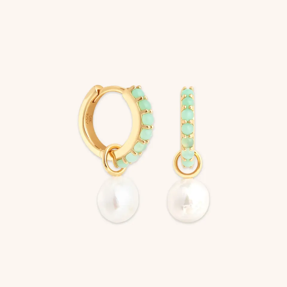 Astrid & Miyu Aqua Pearl créoles dorées perle
