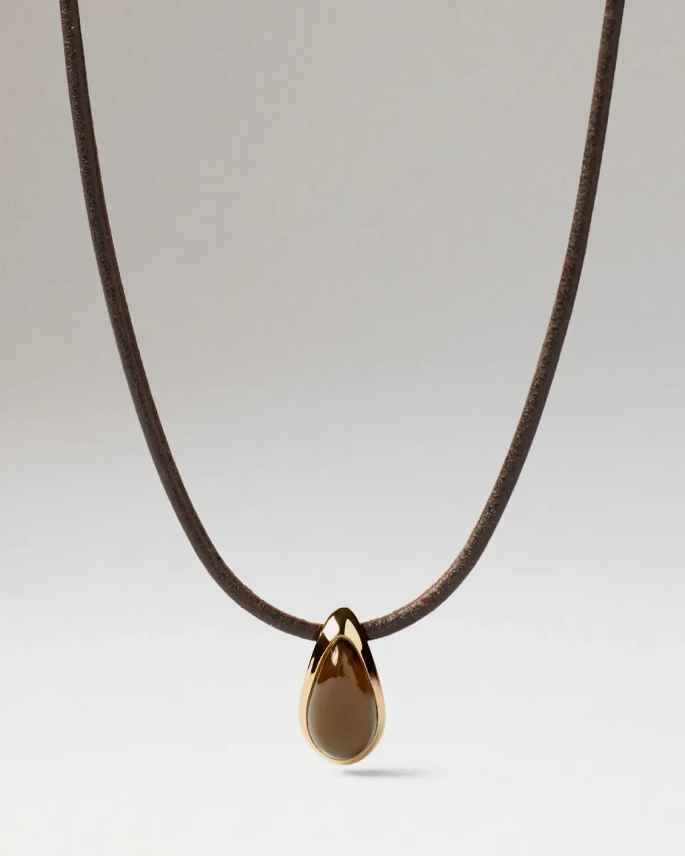 PDPAOLA Luna collier cordon quartz fumé 62 cm