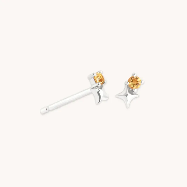 Astrid & Miyu November Citrine Boucles or blanc
