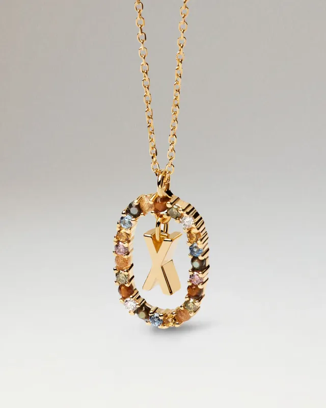 PDPAOLA Lettre X Collier Initiale Bleu Doré