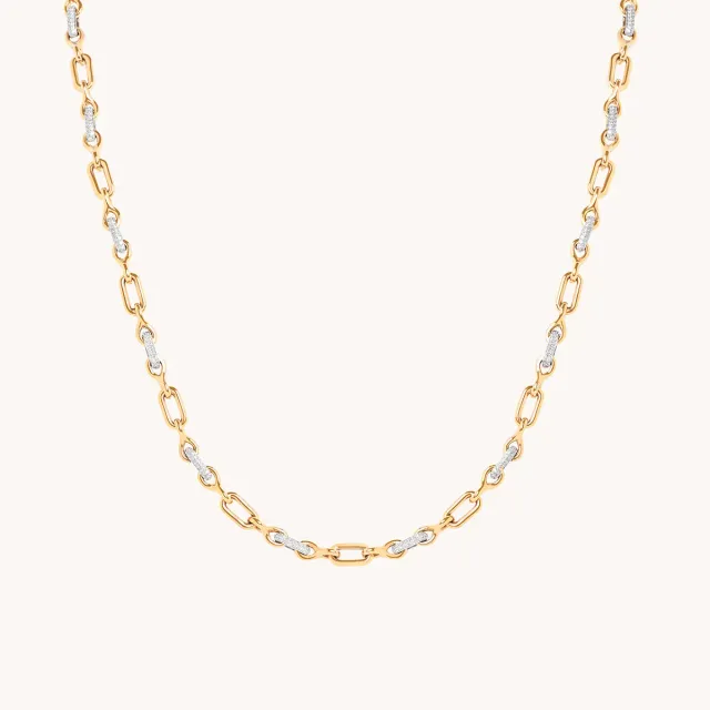 Astrid & Miyu Pavé Chain Link collier doré pavé