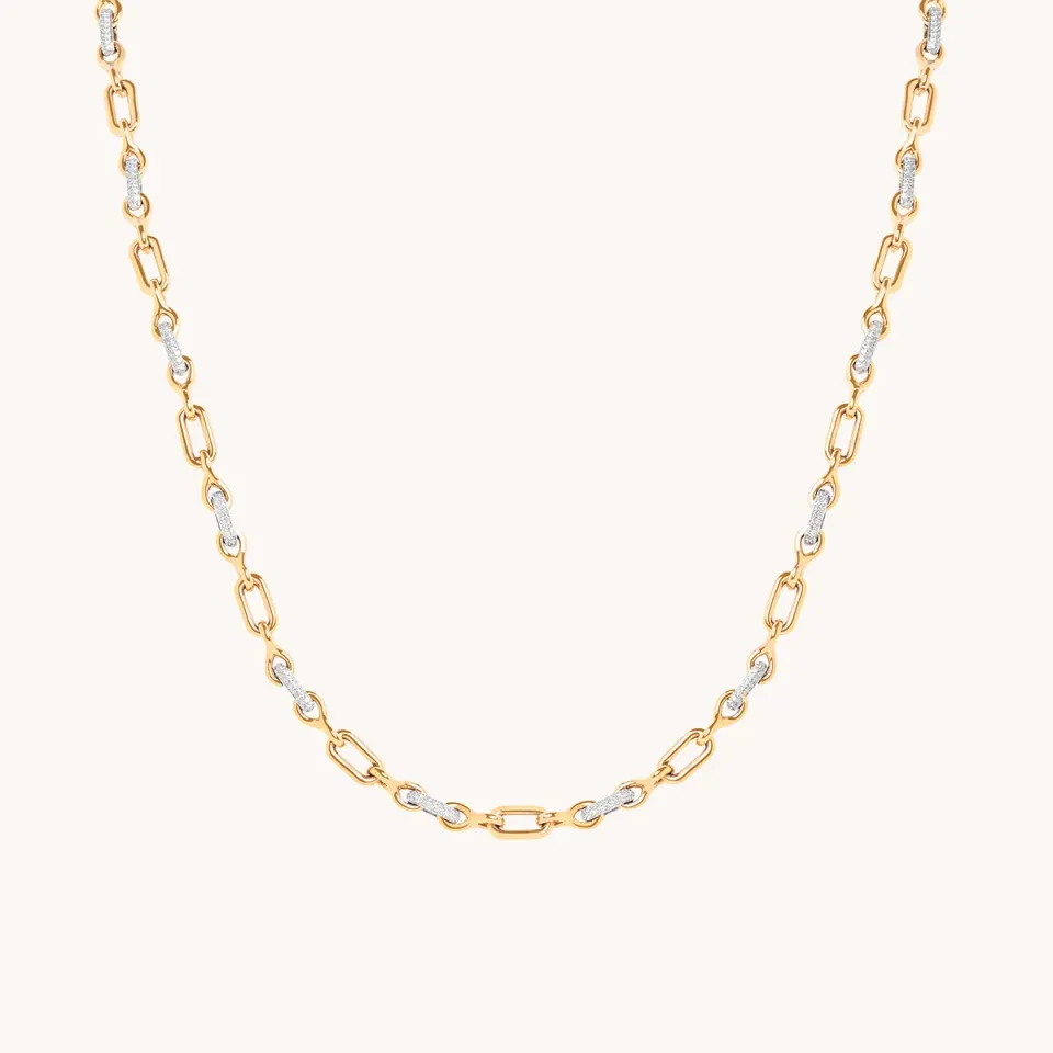 Astrid & Miyu Pavé Chain Link collier doré pavé
