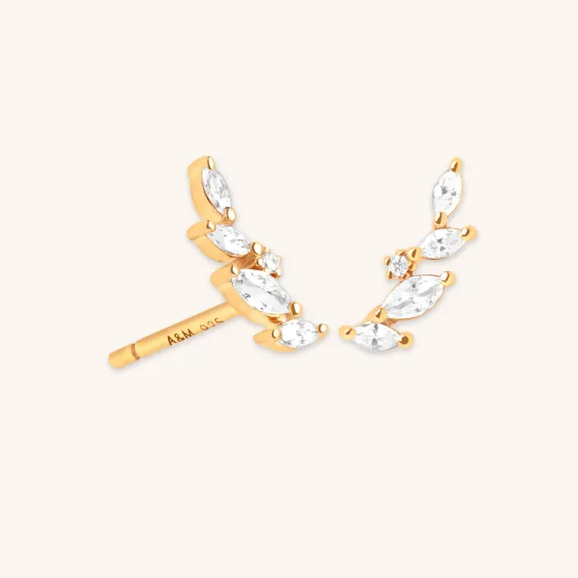 Astrid & Miyu Navette Climber clous cristal doré