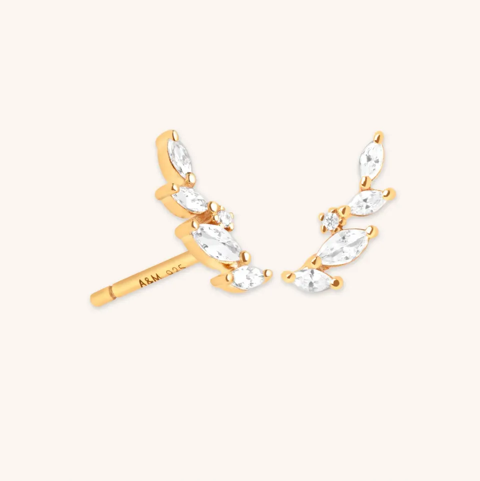 Astrid & Miyu Navette Climber clous cristal doré