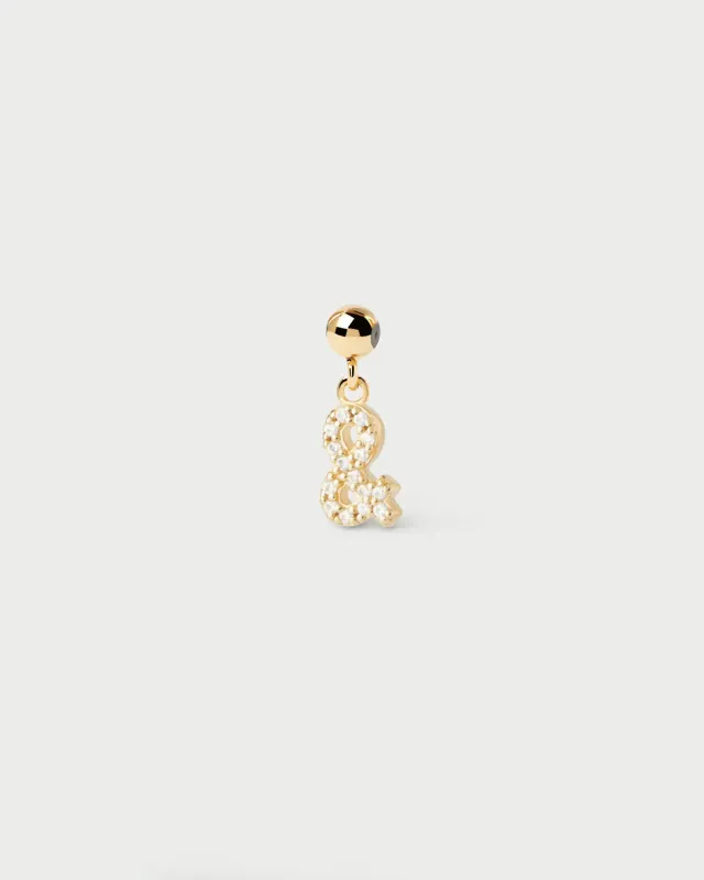 PDPAOLA Ampersand charm zirconia blanc doré